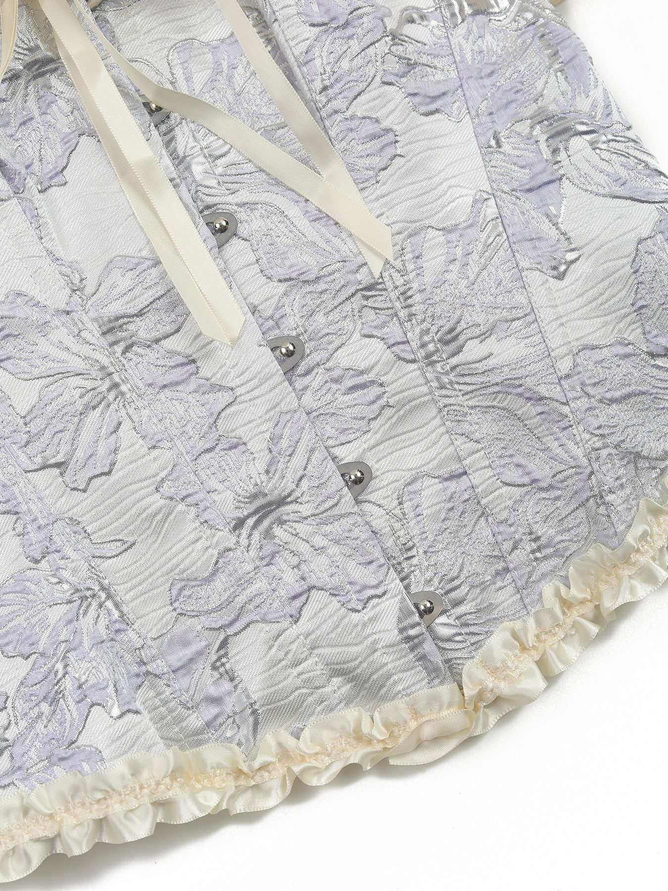 Women Off Shoulder French Corset Vintage Palace Ruffle Lace Fishbone Shapewear